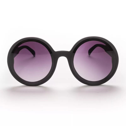 OKKIA Round Monica black sunglasses soft touch gradient lenses