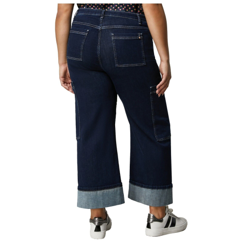 PERSONA by Marina Rinaldi women's dark blue crop jeans 2413181051600 KHAKI
