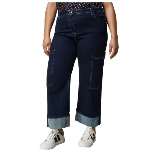 PERSONA by Marina Rinaldi women's dark blue crop jeans 2413181051600 KHAKI