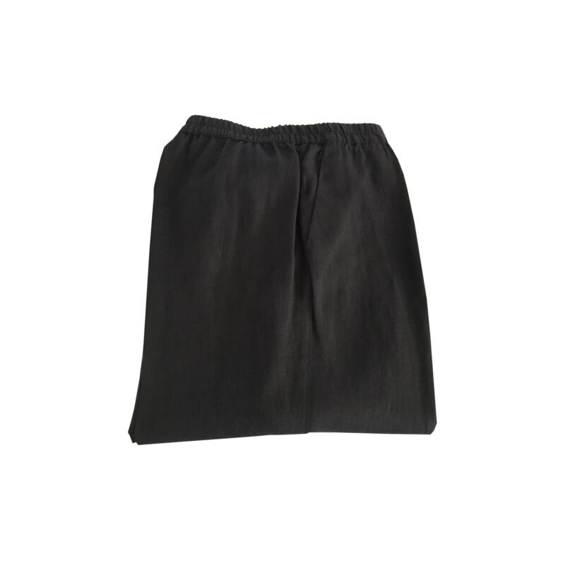 ELENA MIRO' pantalone donna nero con elastico dietro 100% lino