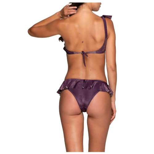 WIKINI one-shoulder bikini in plum lurex BEATRICE 24LO51 MADE IN ITALY