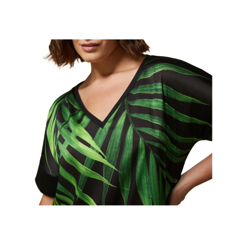 MARINA SPORT by Marina Rinaldi t-shirt donna nera stampa verde 2418971017600 EDAM