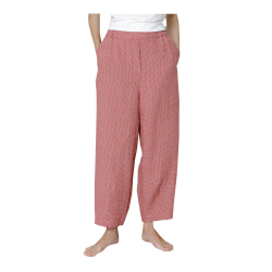 NEIRAMI pantalone donna ovetto quadri beige/rosso P933LC BLUSANTE 100% lino MADE IN ITALY