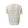 MOLO ELEVEN Men's white open polo shirt with orange/green stripes GIBUTI 100% cotton MADE IN ITALY