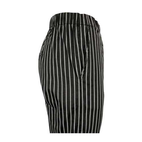 TREBARRABI women's black trousers with white stripes PINA SUIT MADE IN ITALY