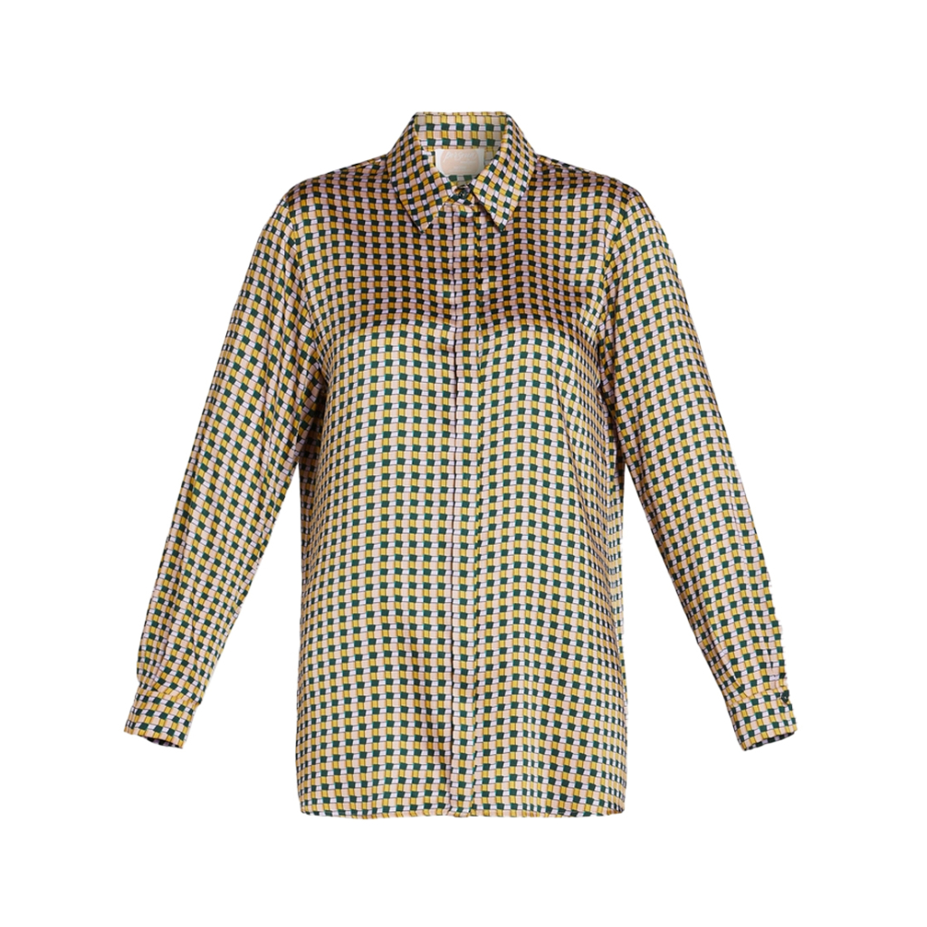 PERSONA By Marina Rinaldi N.O.W line twill shirt beige lilac green 2423196036600 ZIGANO