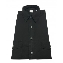 ASPESI man shirt, black color, pattern CE74 2561 GASOLINA, 100% cotton