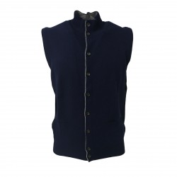 DELLA CIANA  vest man blue tampon gray profiles 80% wool 20% cashmere