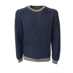 IRISH CRONE man wool denim/gray sweater  MADE IN ITALY