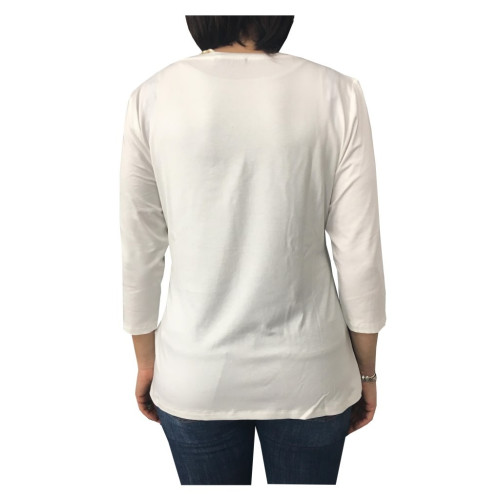 ELENA MIRÒ woman ecru t-shirt with 97% viscose 3% elastane applications