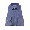 BRANCACCIO camicia uomo manica lunga fantasia celeste vestibilità slim 100% cotone ALBINI