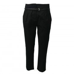 TELA woman trousers black with belt  mod CARTA 97% cotton 3% elastane MADE IN ITALY
