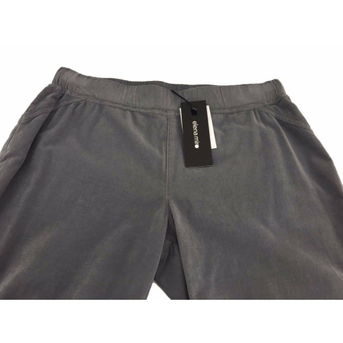 ELENA MIRO' pantalone donna grigio cotone velluto a righe con elastico in vita