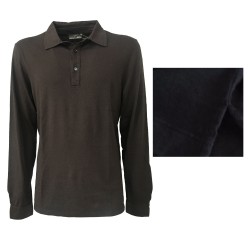 GIRELLI BRUNI polo man dark brown  long sleeves  80% cotton 10% cashmere 10% silk
