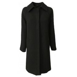 24.25 unlined women's black coat in textured fabric 2 buttons mod DD19 538 MADE IN ITALY