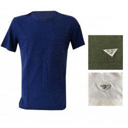 LEE 101 man crew neck t-shirt with pocket LINEN COTTON TEE pad blue mod L90AHKPI
