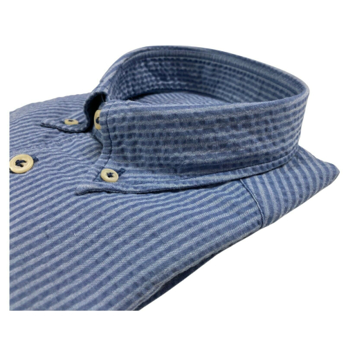 BRANCACCIO man shirt long sleeve bottom-down light blue with matching stripes art GN00B3 GOLD NICOLA DBL1001