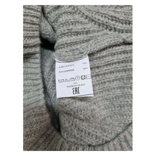 FERRANTE Men's sweater with zip baby alpaca pearl gray art 46U36004 MADE IN ITALY