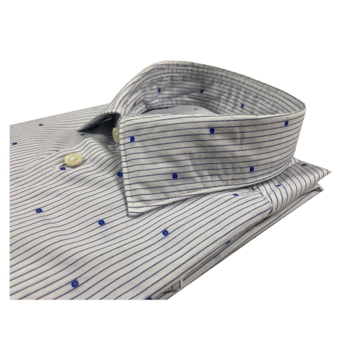 GMF 965 camicia uomo righe bianco/blu con dettagli azzurro mod 14.L 921210/01 100% cotone