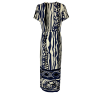 LA FEE MARABOUTEE women's long black/bluette patterned dress FF-RO-SAVANE-W 100% viscose MADE IN ITALY