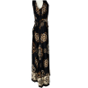 LA FEE MARABOUTEE women's long black/camel patterned dress FF-RO-SANA-M IN ITALY